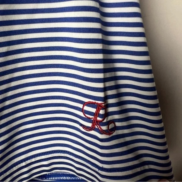 FootJoy Performance Men's Blue White Striped Embroidered resort logoPolo Shirt M - Picture 3 of 8